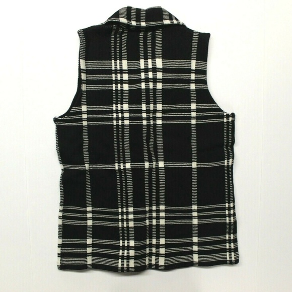 Chaps Asymmetrical-Zip Plaid Vest Black Plaid - M - Picture 3 of 3